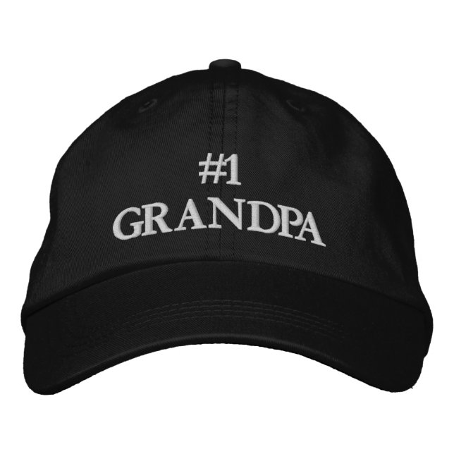 Casquette Brodée #1 Grand-père blanc texte personnalisé élégant (Devant)