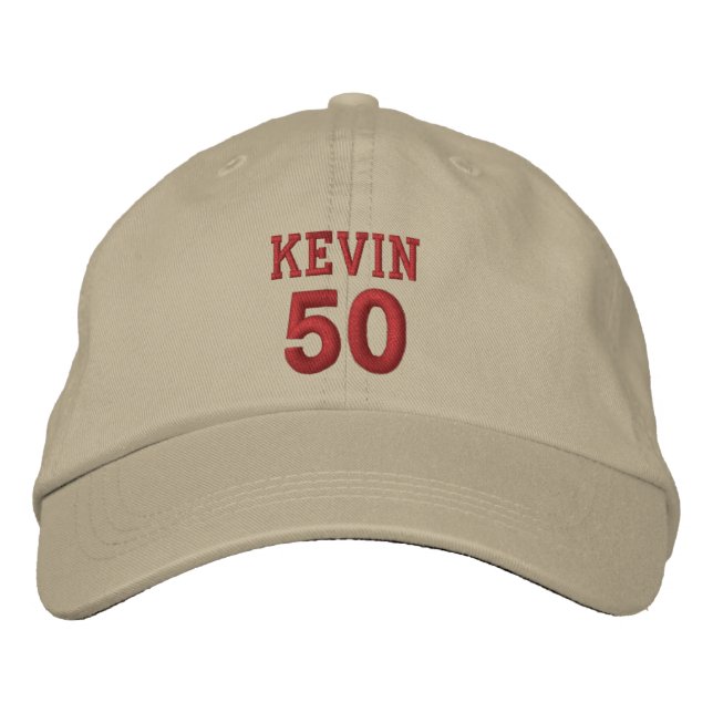 Casquette Brodée 50 Anniversaire Nom personnalisé RED Broidery V01C (Devant)