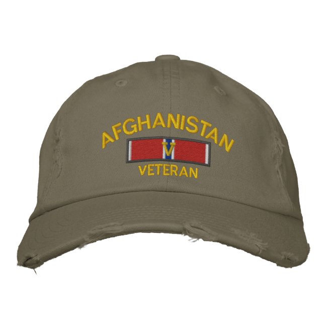 Casquette Brodée Afghanistan Vétéran bronze étoile avec V (Devant)