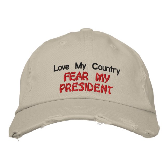 Casquette Brodée Aimer mon pays Craindre mon président (Devant)
