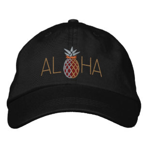 Casquette Brodée Aloha graphique de broderie d'ananas dessus