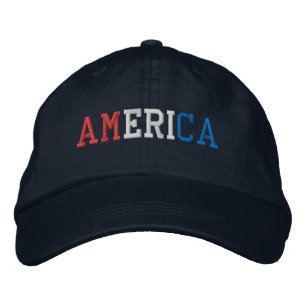 Casquette Brodée AMERICA Rouge blanc et bleu brodé sur la marine