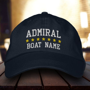 Casquette Brodée Amiral Nautique Votre Nom De Bateau Bleu