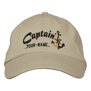 Casquette Brodée Ancre nautique du capitaine personnalisé Noir