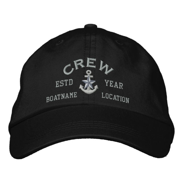Casquette Brodée ANNÉE et noms personnalisés Crew Silver Star (Devant)