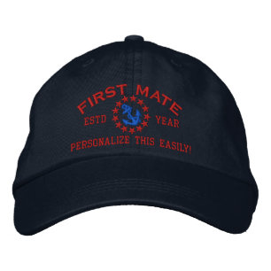 Casquette Brodée ANNÉE Personnalisable et Noms Premier Mate Yacht