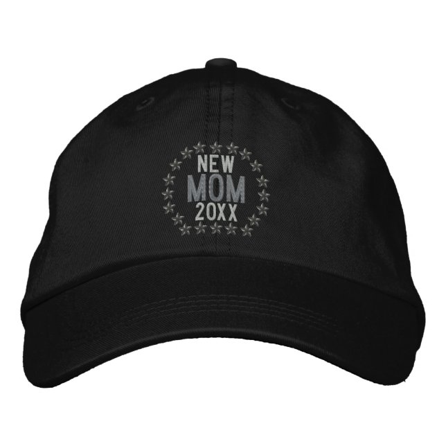 Casquette Brodée ANNÉE personnalisable pour la nouvelle maman Stars (Devant)