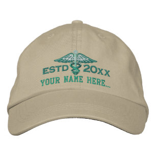 Casquette Brodée Année personnalisée Votre texte Caduceus Médicale