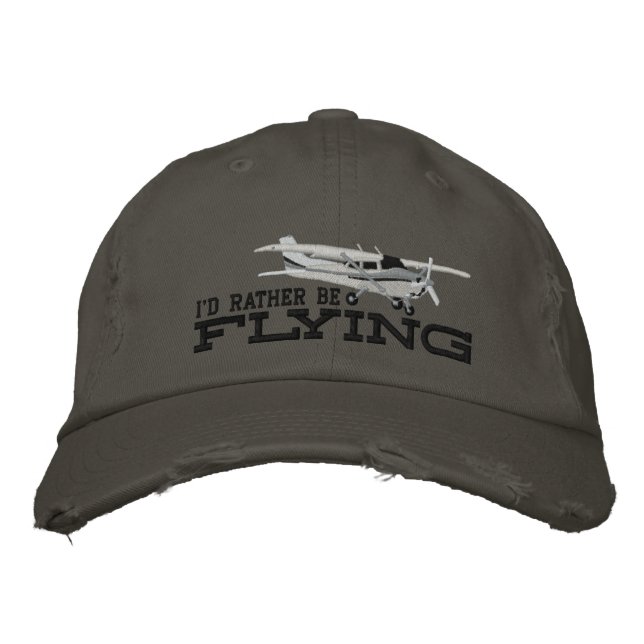 Casquette Brodée Avion classique Cessna Je préfère voler (Devant)
