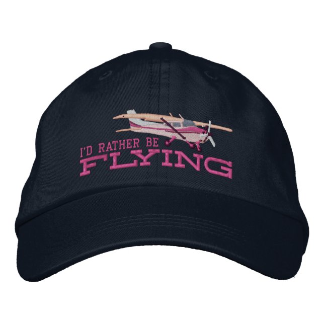 Casquette Brodée Avion classique Cessna Je préfère voler (Devant)