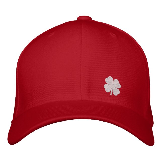 Casquette Brodée Blanc Quatre feuilles Clover St. Patricks Dat Casq (Devant)
