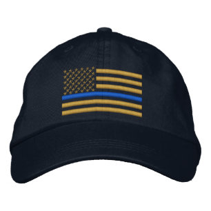 Casquette Brodée Bleu fin Drapeau US en or