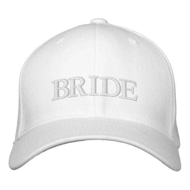 Casquette Brodée Bride rose pâle blanc élégant chic (Devant)