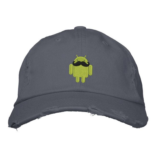 Casquette Brodée Broderie Android Robot Mustache (Devant)