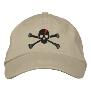 Casquette Brodée Broderie de crâne rouge à bille croisée