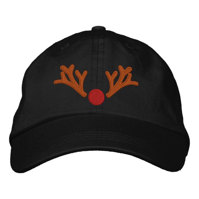 Casquette Brodée Broderie de rennes rouges (Devant)