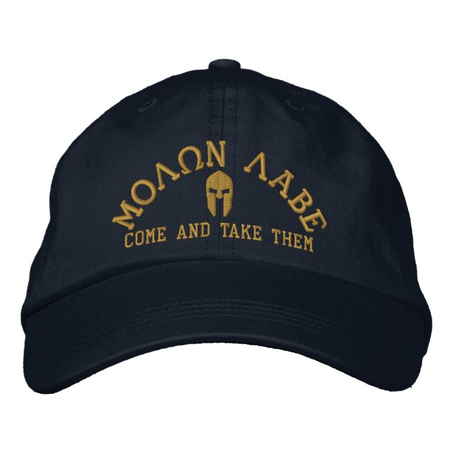 Casquette Brodée Broderie du casque spartiate Molon Labe (Devant)