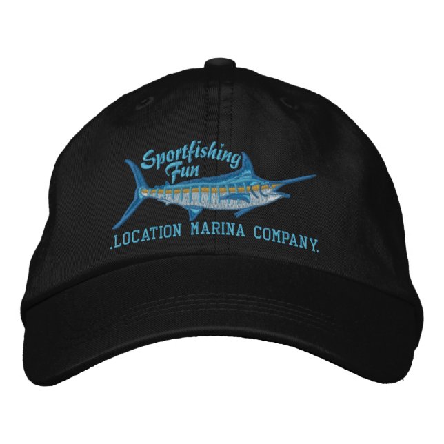 Casquette Brodée Broderie personnalisée de Marlin bleu de pêche (Devant)