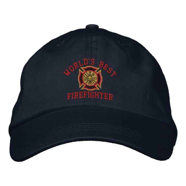 Casquette Brodée Broderie personnalisée du meilleur pompier du mond (Devant)
