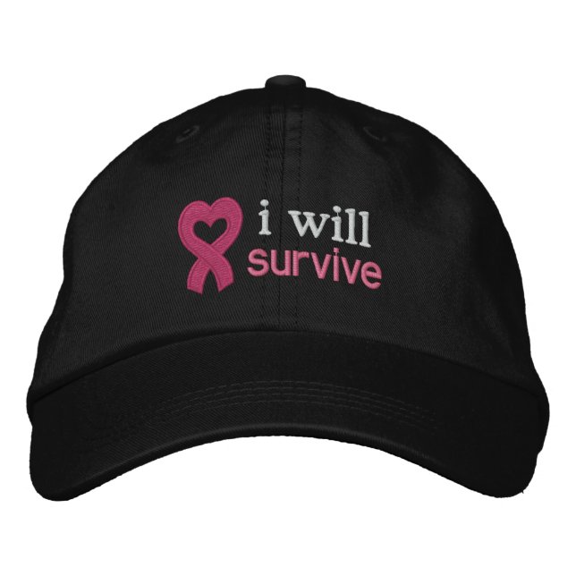 Casquette Brodée Cancer du sein Je survivrai (Devant)