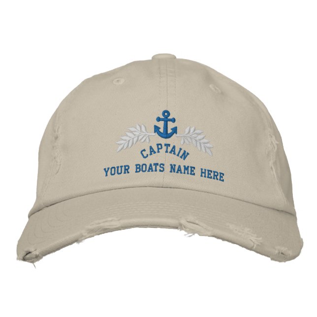 Casquette Brodée Capitaine ancre de bateau personnalisée (Devant)