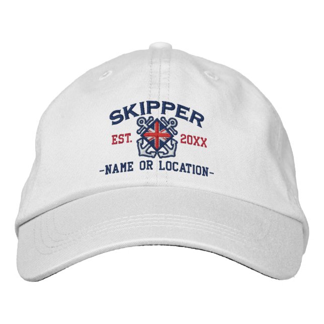 Casquette Brodée Capitaine BRITANNIQUE personnalisé de drapeau (Devant)