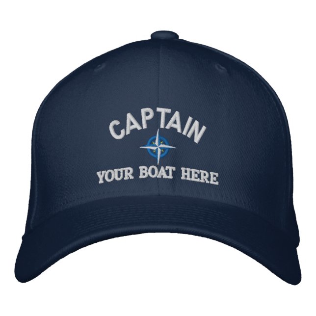 Casquette Brodée Capitaine de bateau et boussole de bateaux (Devant)
