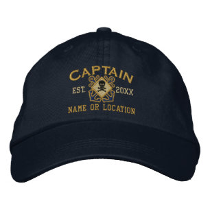 Casquette Brodée Capitaine de mer personnalisée Nautical Crossbones