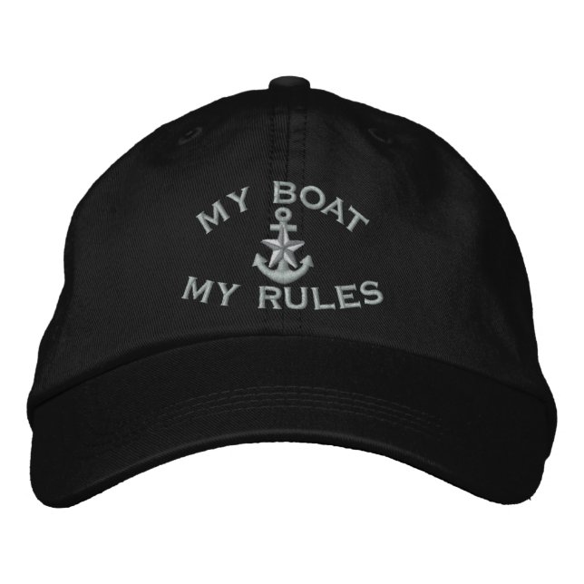 Casquette Brodée Capitaine dit My Boat My Rules Silver Star Ancre (Devant)