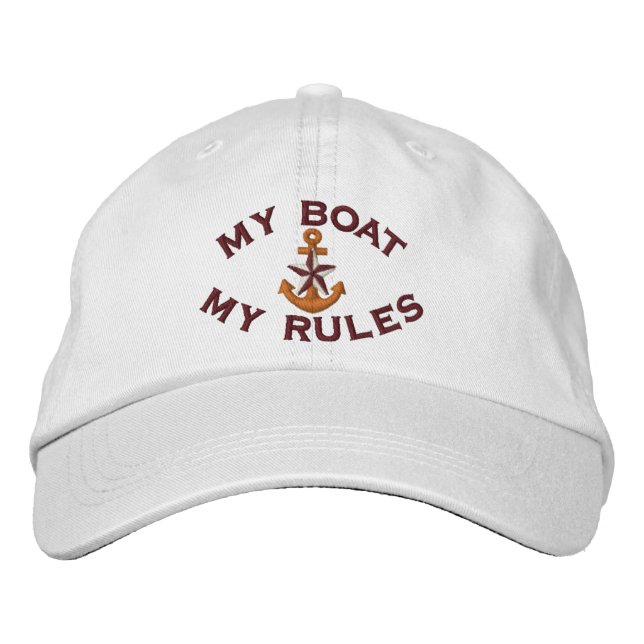 Casquette Brodée Capitaine Mon bateau Mes règles Ancre étoile (Devant)