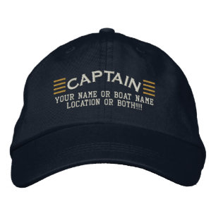 Casquette Brodée CAPTAIN Stripes Personnalisable Votre nom Bateau L