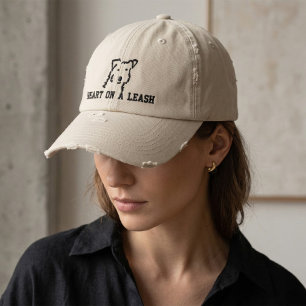 Casquette Brodée Chapeau Brodé Amoureux de Chien avec Cœur en Laiss