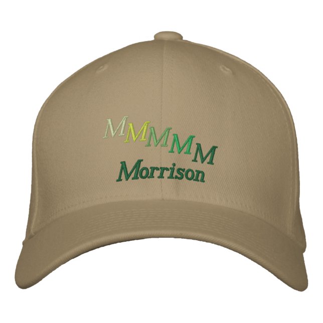 Casquette Brodée Chapeau - Nom et monogramme décalé (Verts) (Devant)