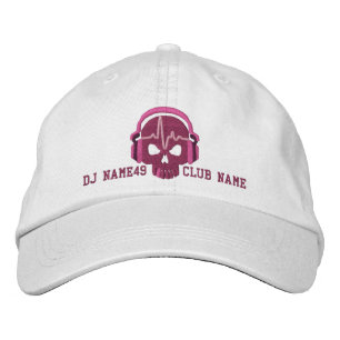 Casquette Brodée Crâne DJ personnalisé Votre nom Club Broderie