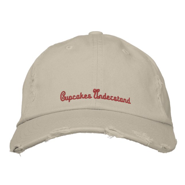 Casquette Brodée Cupcakes Cute Citation Pierre Russe Beige Rose (Devant)