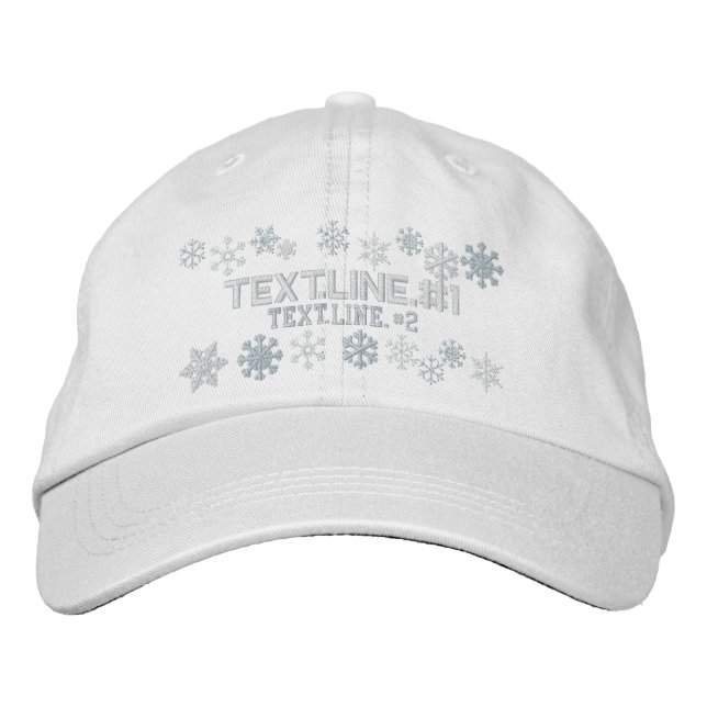 Casquette Brodée Deux lignes de texte personnalisées Snowflakes hiv (Devant)
