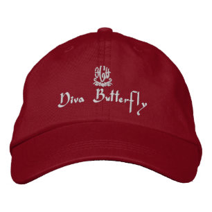 Casquette Brodée Diva Papillon rouge