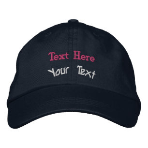 Casquette Brodée Double Texte Personnalisé Exclusif Réglable Marine