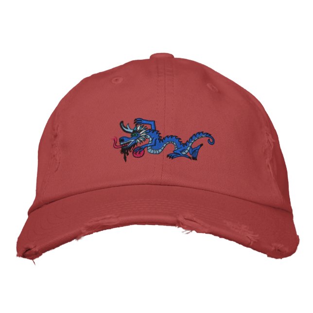 Casquette Brodée Dragon aux yeux verts (Devant)