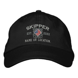 Casquette Brodée Drapeau américain personnalisé Skipper Nautique
