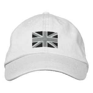 Casquette Brodée Drapeau Union Jack En Noir Et Blanc