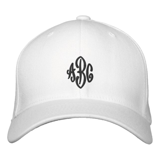 Casquette Brodée Élégant 3 lettres initiales Monogramme de script (Devant)