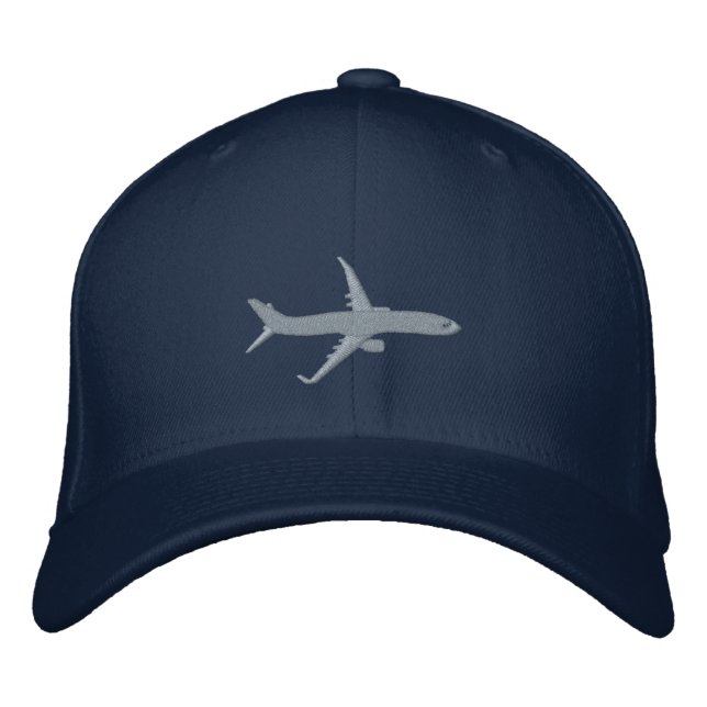 Casquette Brodée Embroderie volante Silhouette Jet Avion (Devant)