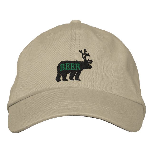 Casquette Brodée Énoncé brodé brossé portant sur le cerf d'ours ou  (Devant)