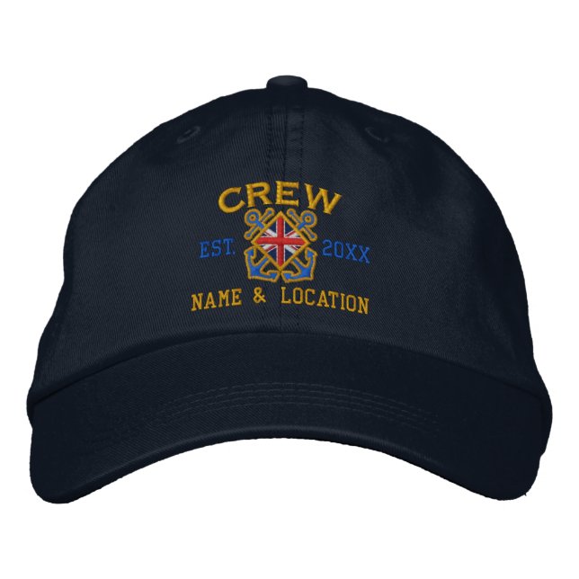 Casquette Brodée Équipage de drapeau Union Jack personnalisé nautiq (Devant)