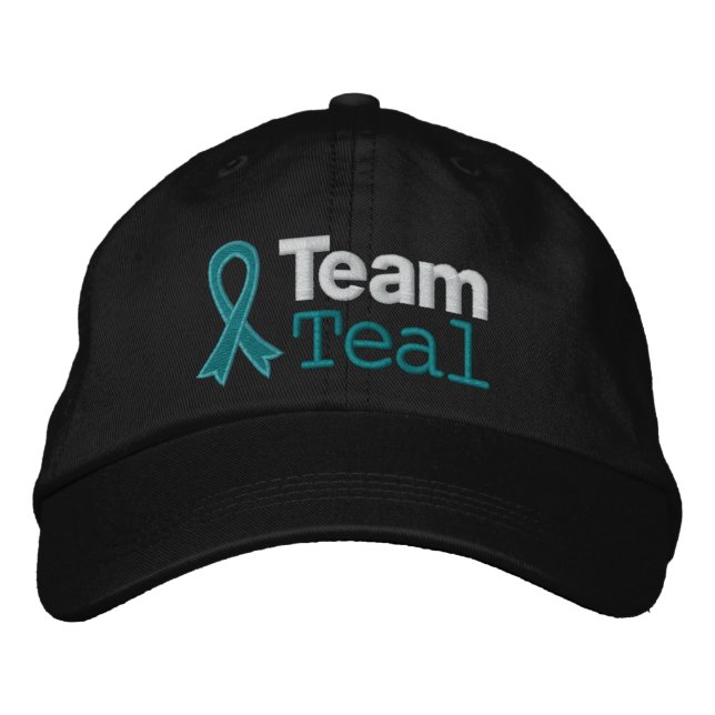 Casquette Brodée Équipe du cancer de l'ovaire Turquoise (Devant)