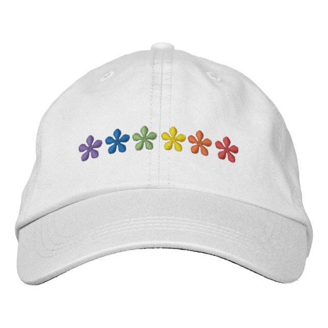 Casquette Brodée Fierté fleurs arc-en-ciel (Devant)