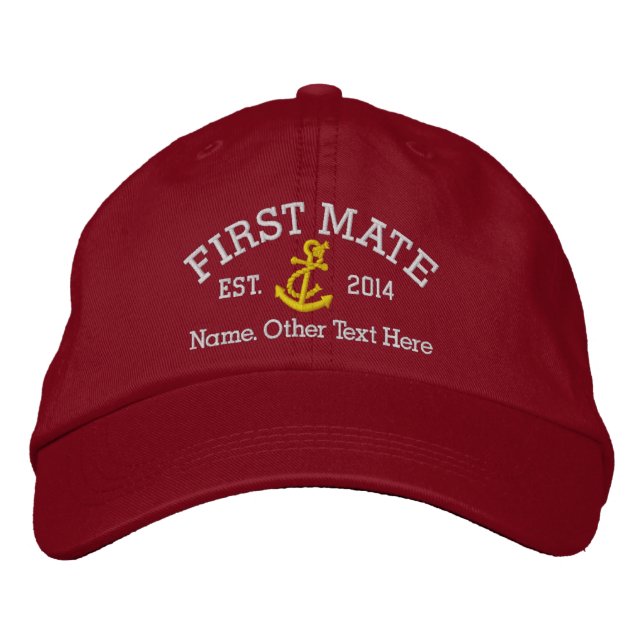Casquette Brodée First Mate With Anchor Personalized (Devant)