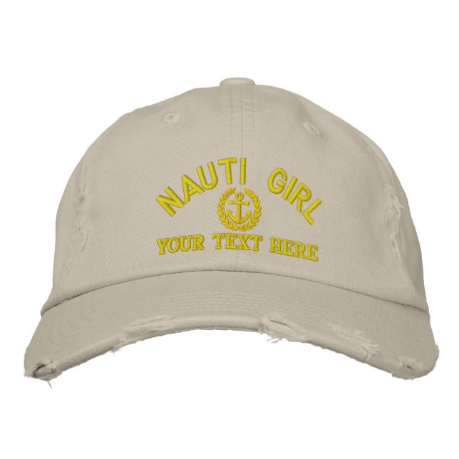 Casquette Brodée Fun naughty filles capitaine de voile (Devant)