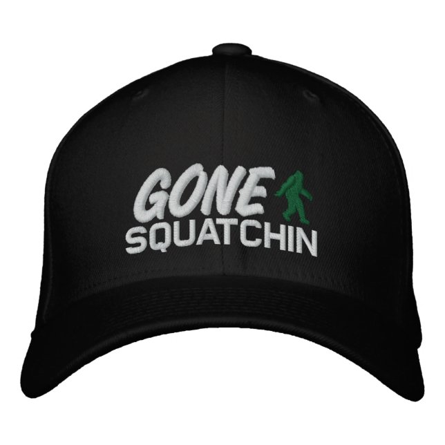 Casquette Brodée Gone Squatchin - noir blanc et vert (Devant)